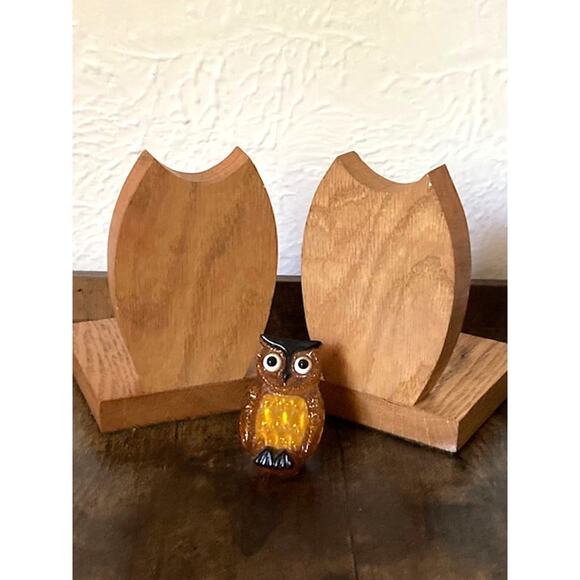 1960's OWL Nightlight And Wooden Bookends - Vintage Owl Set - Picture 2 of 9